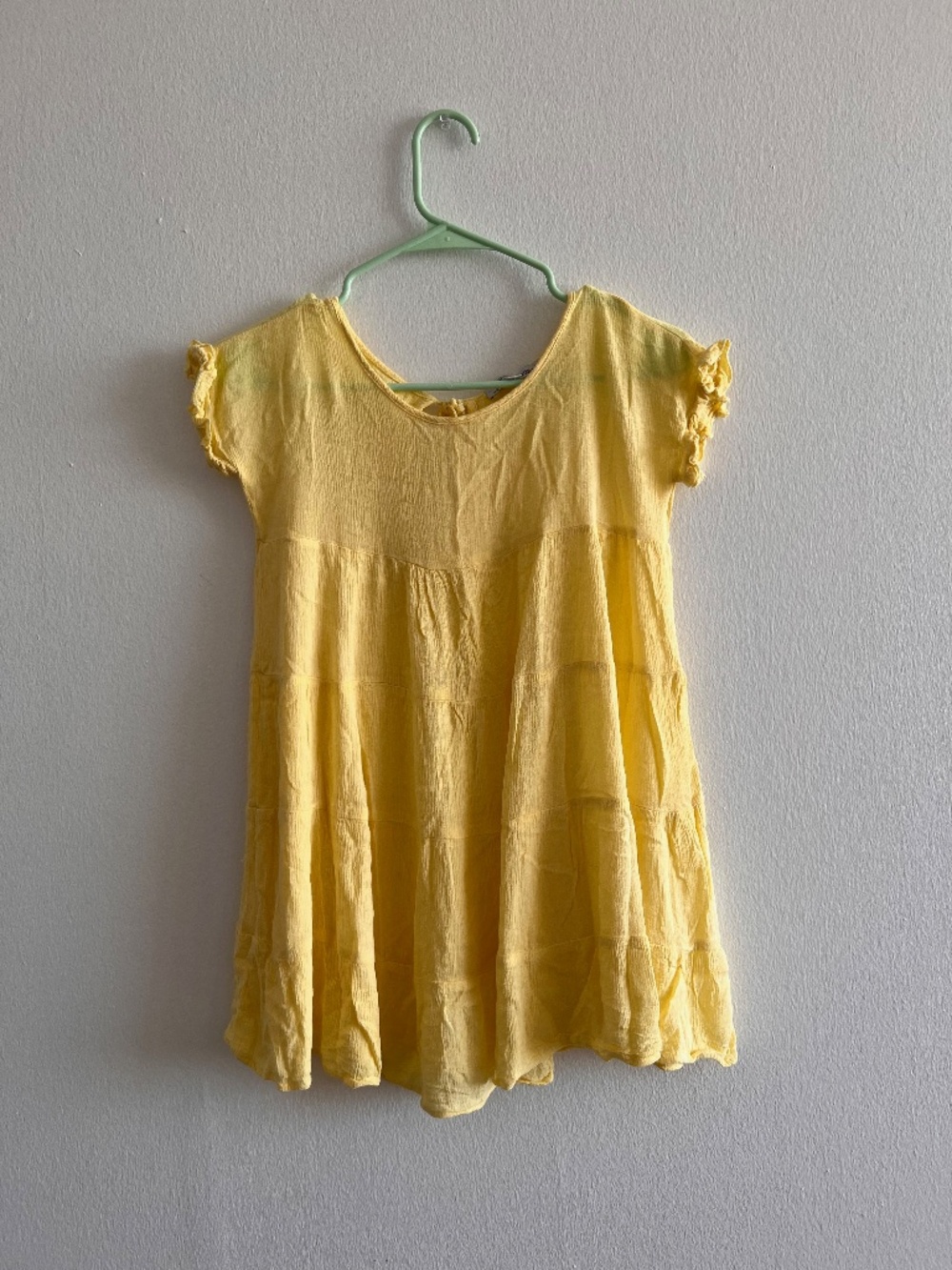 Yellow Tiered Ruffle Sleeve Tunic Top